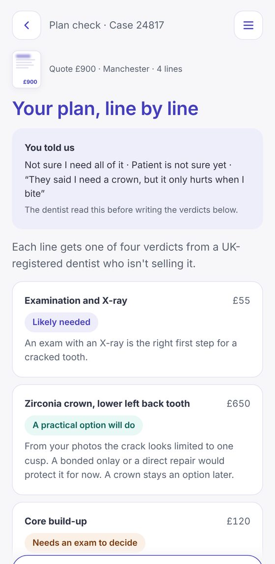 The member's plan check result
